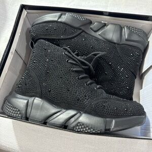 Trendy Boutique Black rhinestone shiny Athletic Shoes